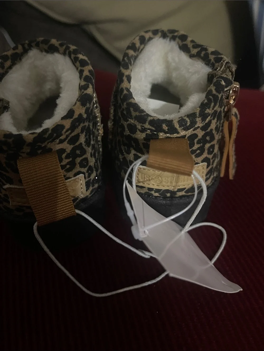 Kids Leopard Print Fleece-Lined Boots - Tan/Black